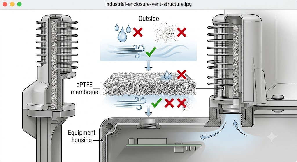 How Does a Waterproof Breathable Membrane Work? waterproof breathable membrane structure for industrial enclosure venting technology